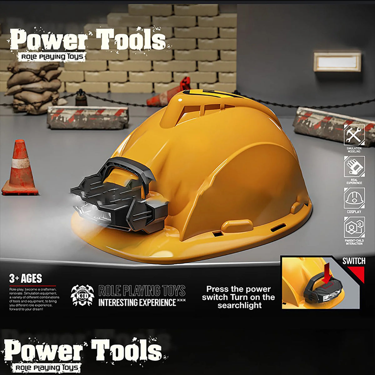 Power Tools Remonttimies Kypärä Valolla