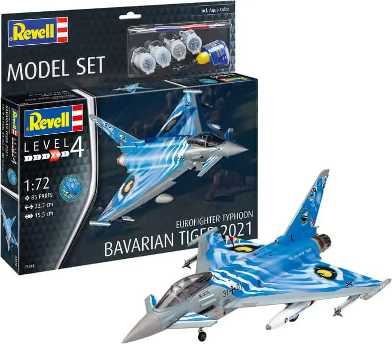 Revell Eurofighter Typhoon Bavarian Tiger 2021 Model Set Lockheed 1:72 + Maalit sekä Liima