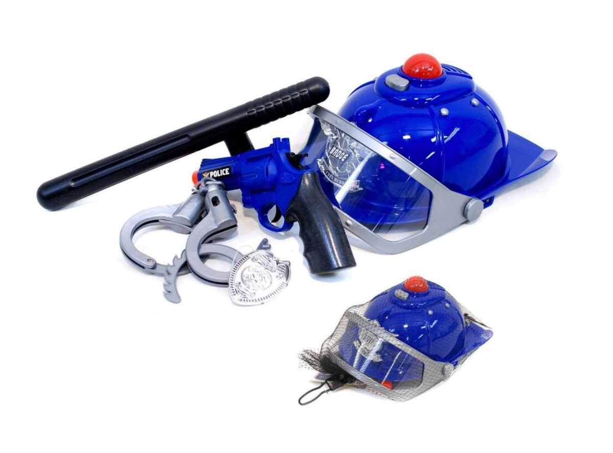 Poliisin kypärä + Varusteet Leikkisetti