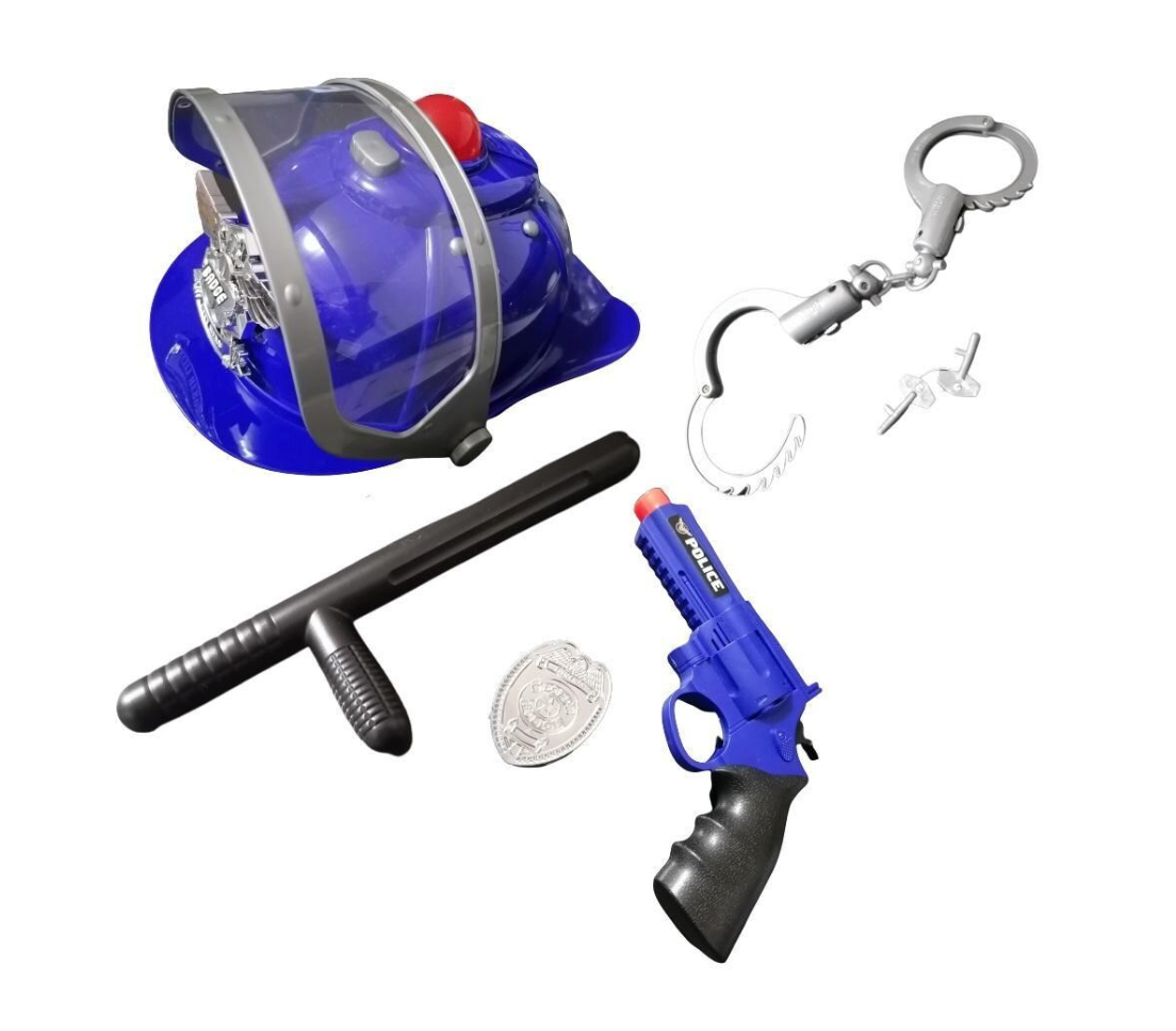 Poliisin kypärä + Varusteet Leikkisetti