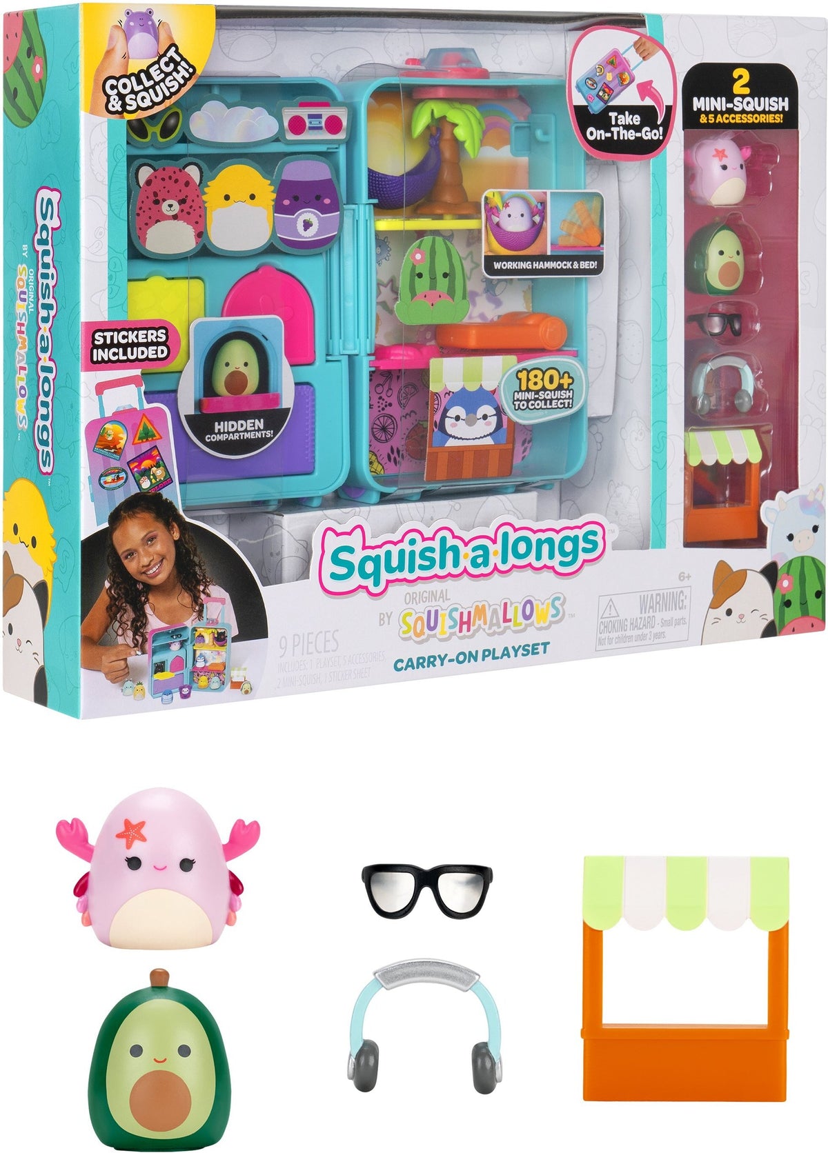 Squishmallows Squish-a-longs Luggage Playset Leikkisetti