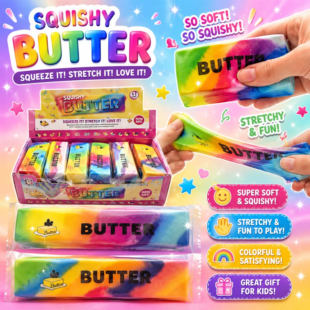 Squishy Butter Squeezy Puristeltava Voi Sateenkaari