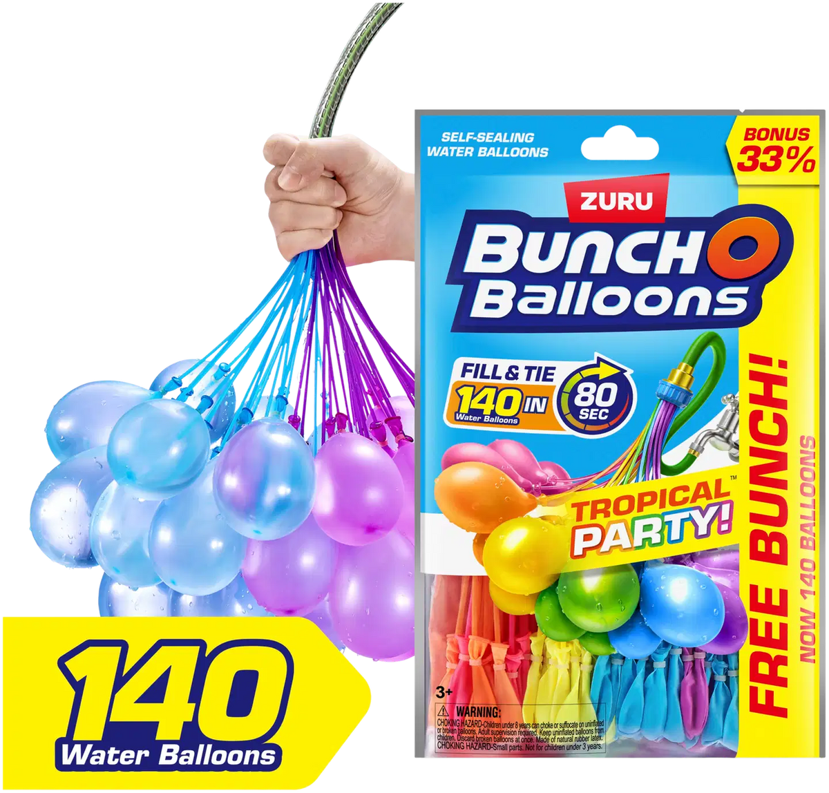 Zuru Bunch O Balloons Tropical Itsekiinnittyvät Vesi-Ilmapallot