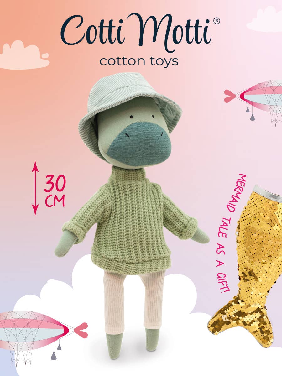 Orange Toys Cotti Motti Andy Lohikäärme Pehmolelu Vihreällä Villapaidalla 29cm