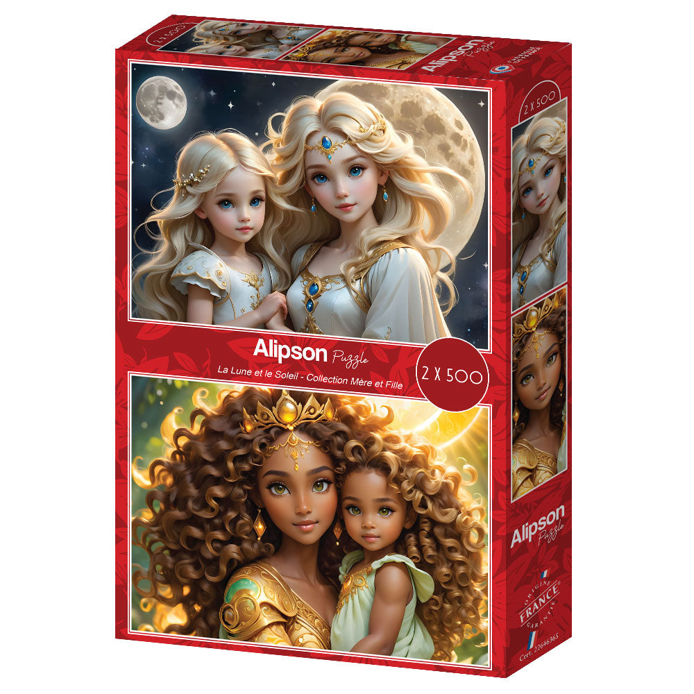 Alipson Puzzle 2 x 500 Palan Palapeli La Lune et le Soleil - Collection Mère et Fille