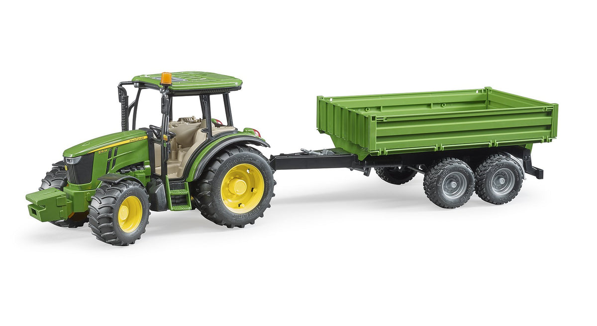 Bruder John Deere 5115M Traktori ja Peräkärry 1:16