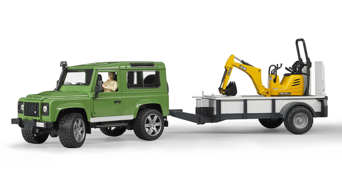 Bruder Land Rover Defender + JCB minikaivuri 1:16