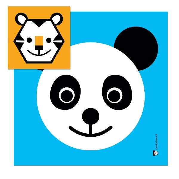 Onni Ja Ilona Kontrastikuva (Laminoitu) Kaksipuolinen Panda ja Tiikeri
