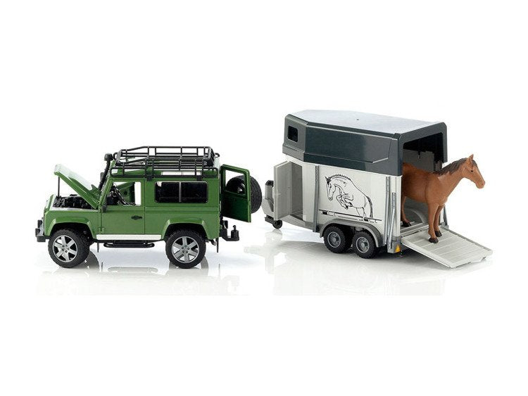 Bruder Land Rover Defender + hevostraileri