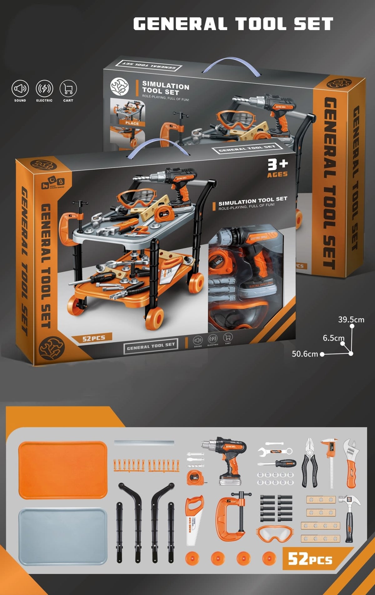 Työkalukärry Työkaluilla 52 osaa