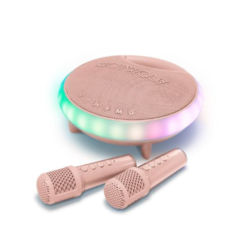 KidyWolf Bluetooth Karaokelaite ja Mikrofonit Vaaleanpunainen