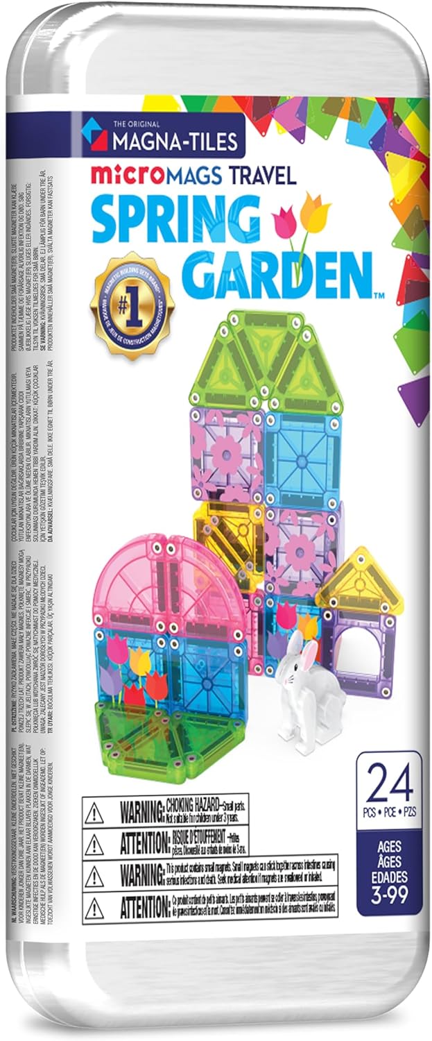 Magna-Tiles MicroMAGS Magneettirakennussarja Matkapakkaus Spring Garden 24 Osaa
