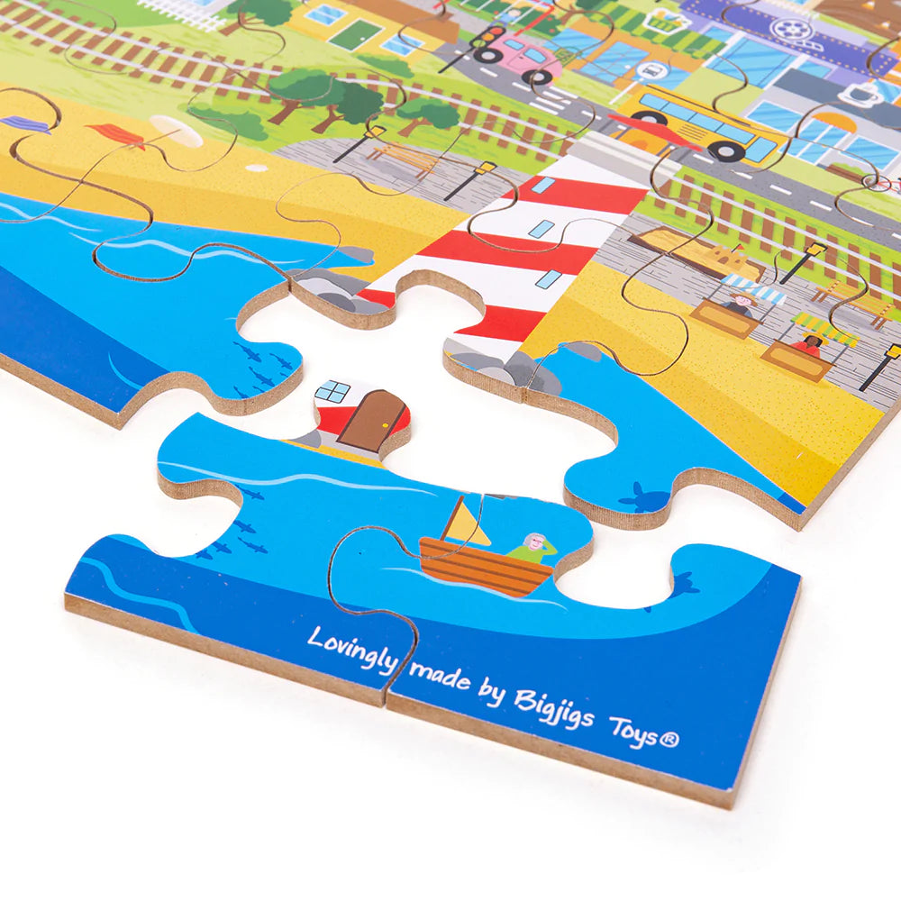 Bigjigs Puinen 48 Palan Lattiapalapeli Liikenne