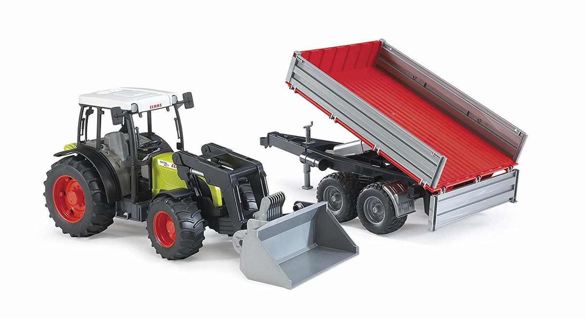 Bruder Claas Traktori Etukuormaajalla sekä Peräkärry