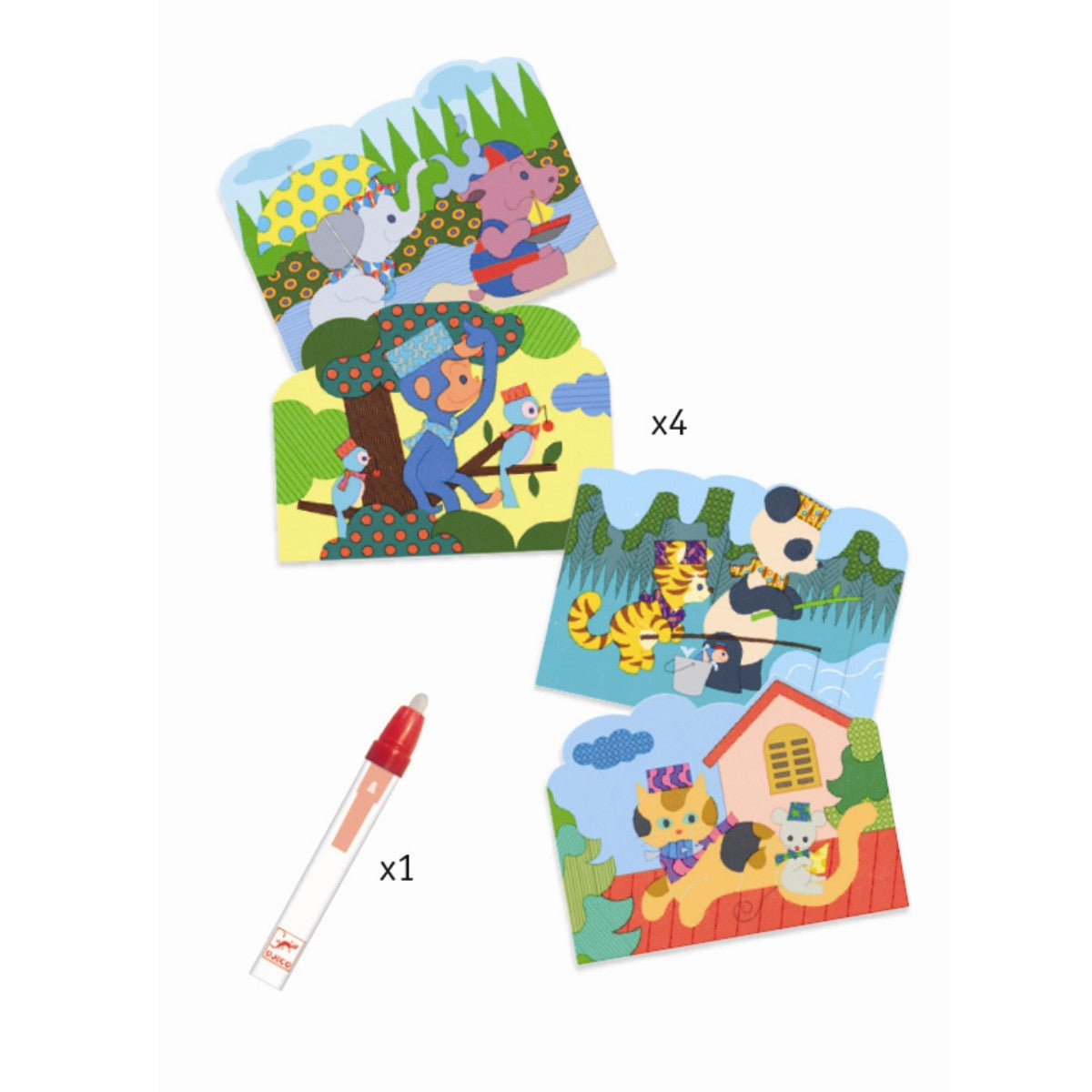 Djeco Vedellä värjättävät kuvat Piilossa Ulkona