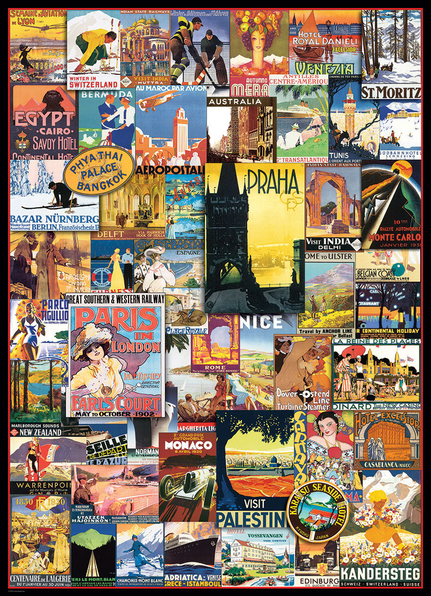 Eurographics Puzzle 1000 Palan Palapeli Travel Around The World - Vintage Posters