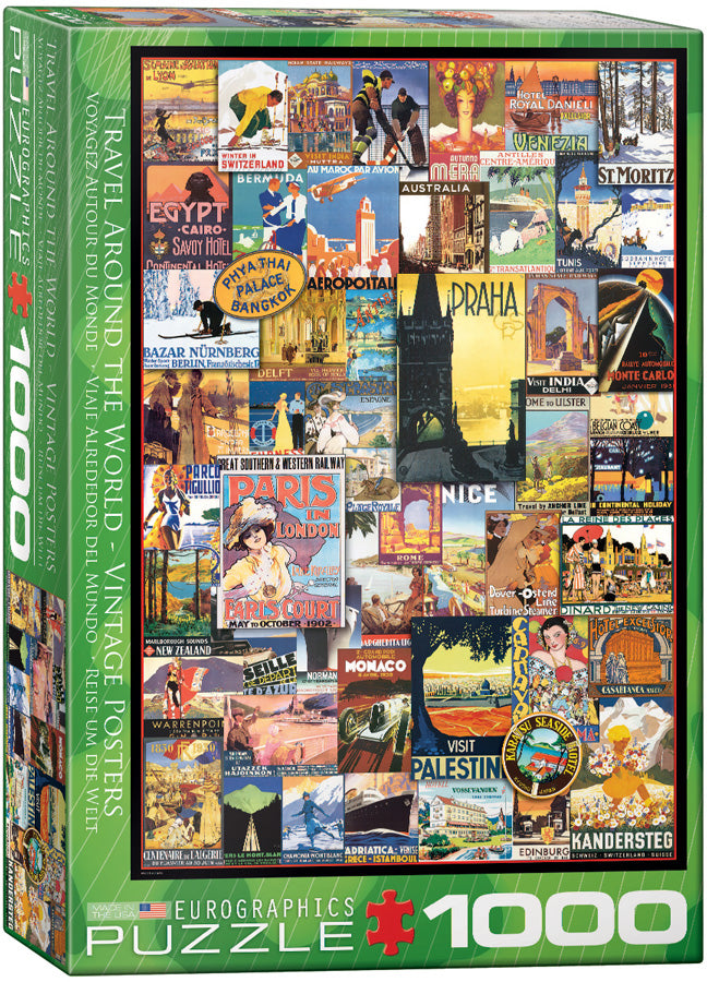 Eurographics Puzzle 1000 Palan Palapeli Travel Around The World - Vintage Posters