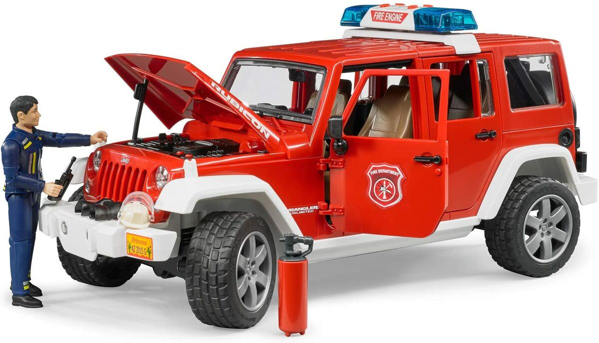 Bruder Jeep Wrangler Paloauto Äänillä ja Valolla sekä Hahmolla