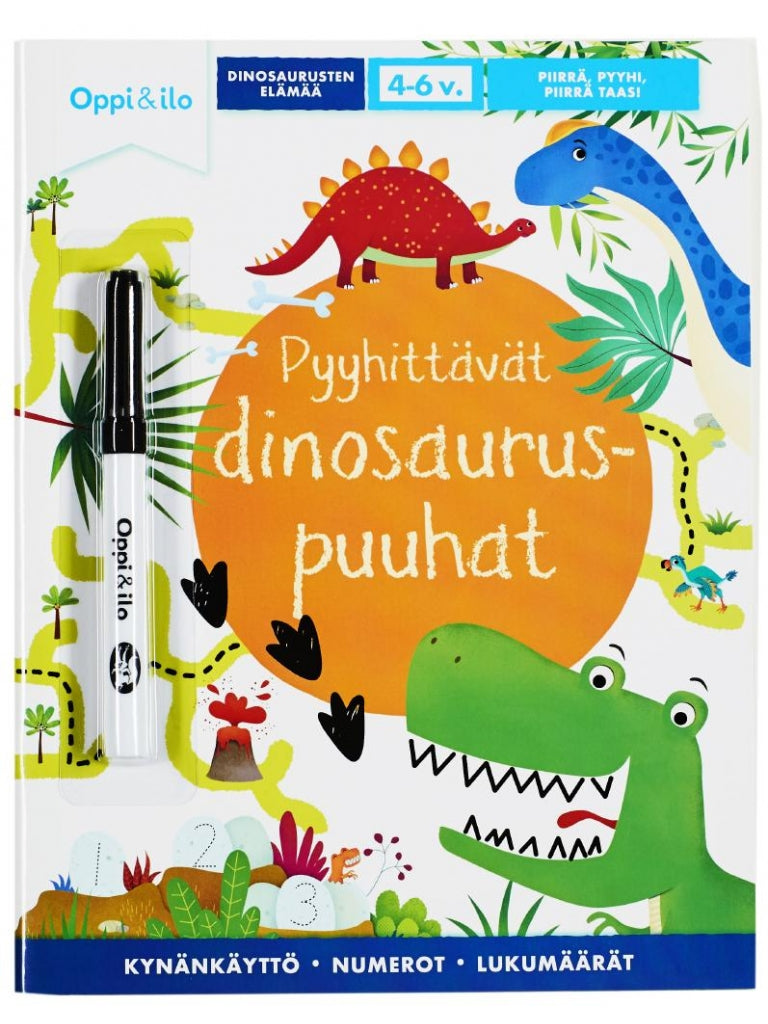 Oppi ja Ilo Pyyhittävät Dinosauruspuuhat Puuhakirja