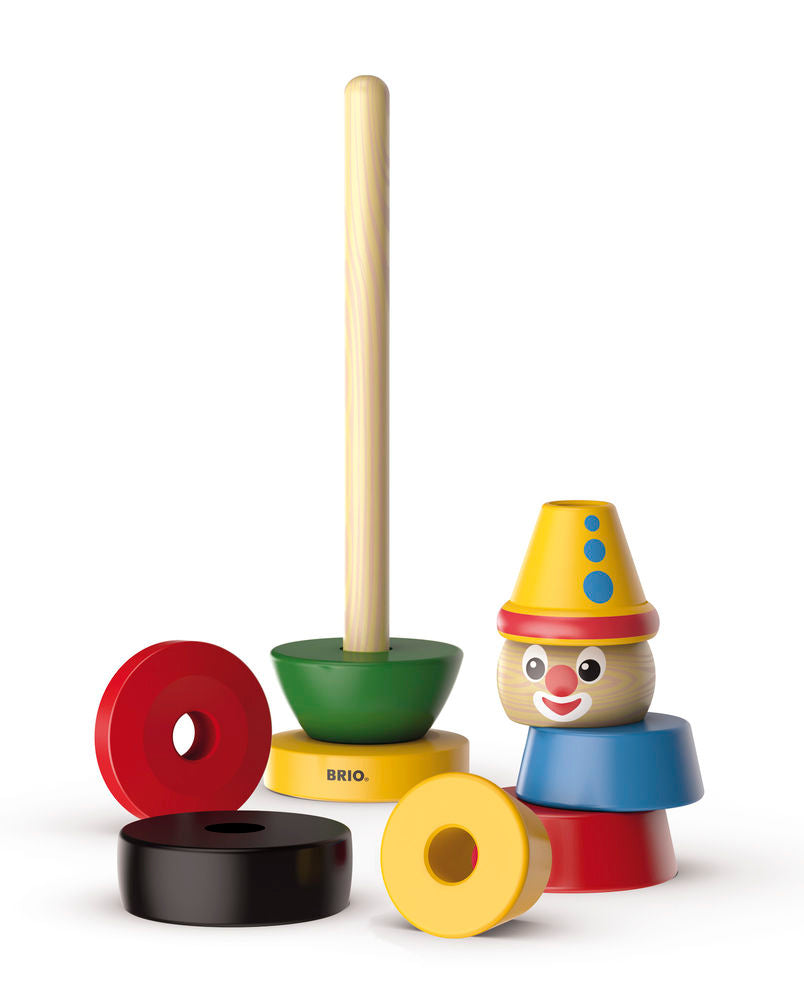 Brio 30120 Stacking Clown Payaso Pelle Iso Puinen Pinottava Klovni