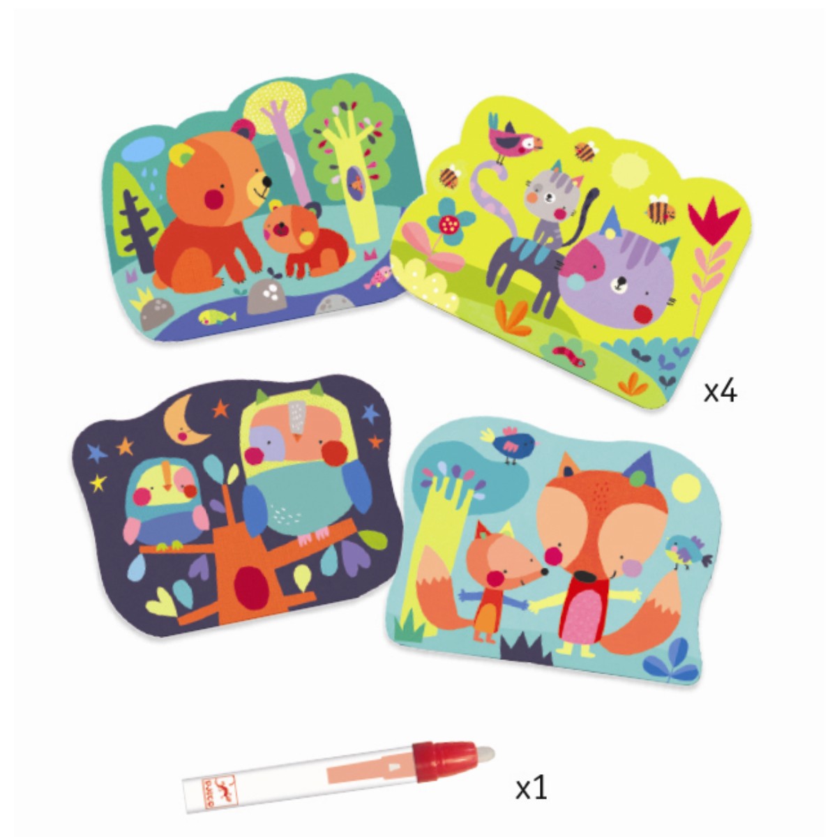 Djeco Vedellä värjättävät kuvat Piilossa Metsässä