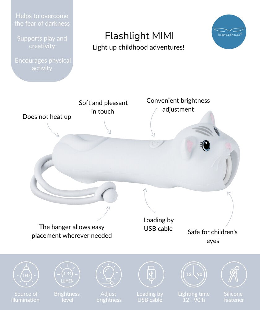 LED Ladattava Lasten Taskulamppu Kissa Silikoninen