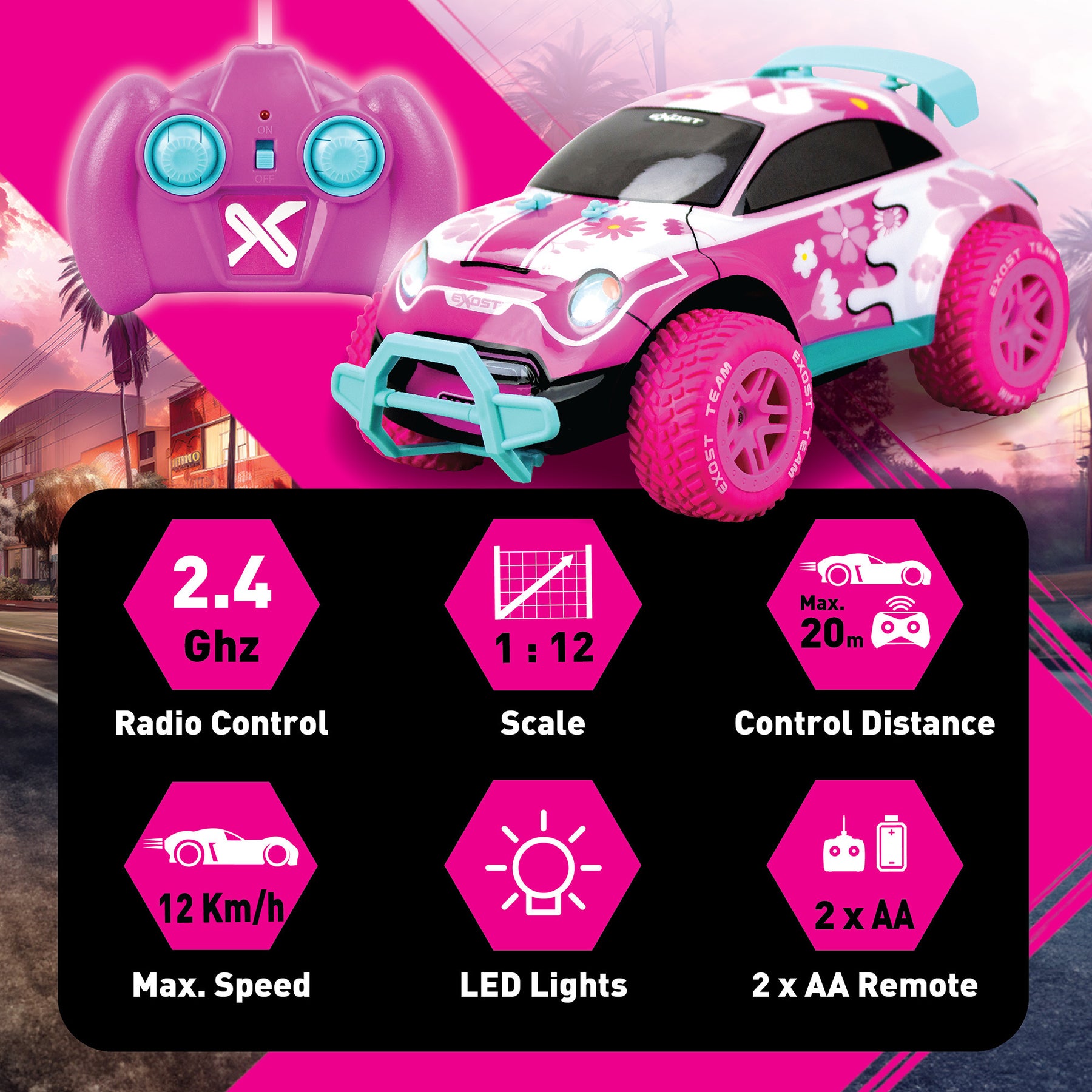 Exost Pixie Pinkki Radio-Ohjattava Auto