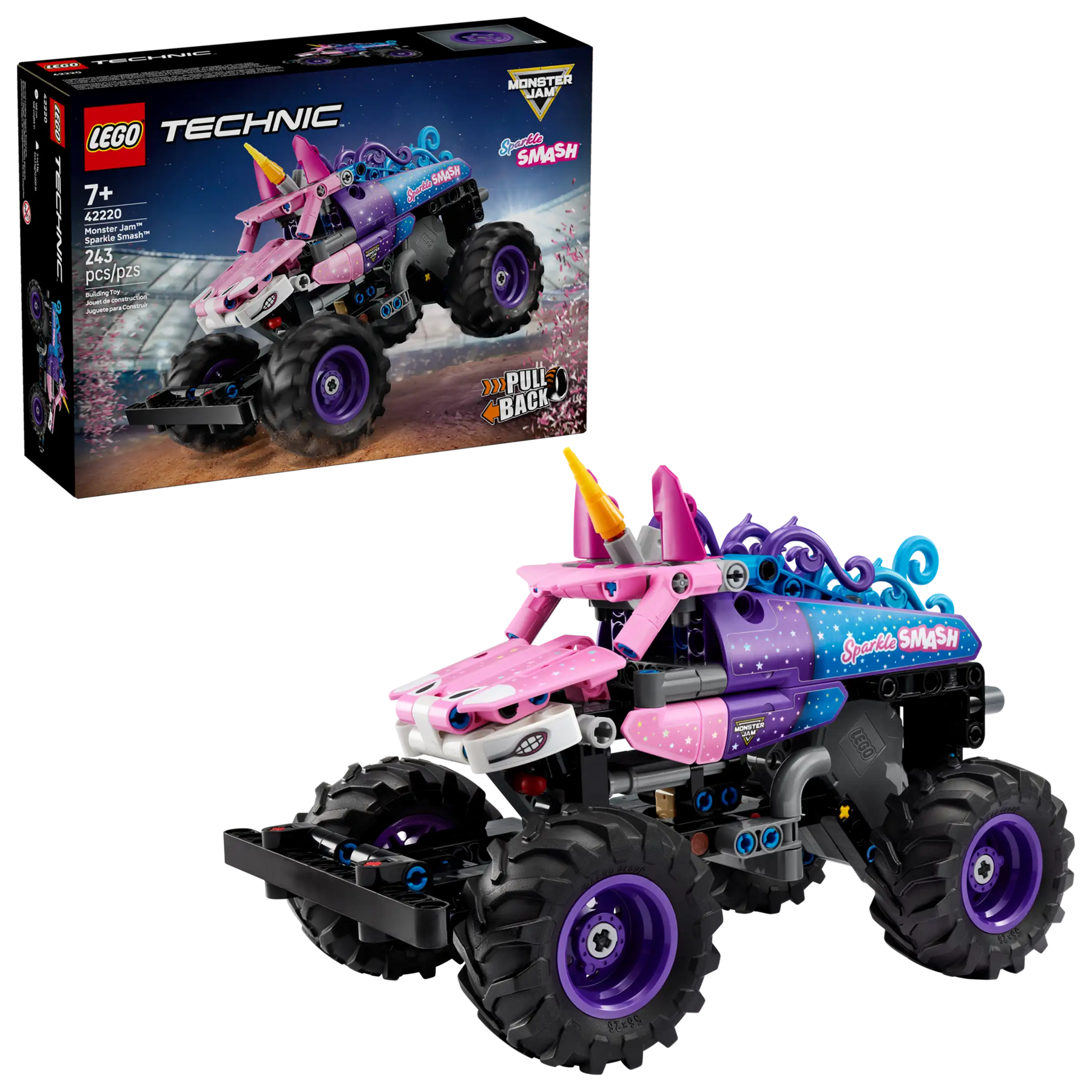 Lego Technic 42220 Monster Jam™ Sparkle Smash™ Vetomoottorilla