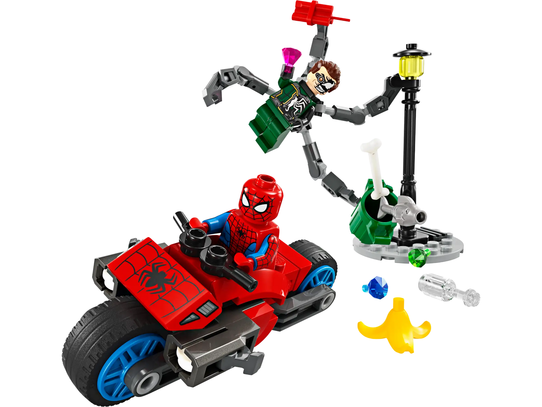 LEGO Spider-Man 76275 Takaa-ajo Moottoripyörällä: Spider-Man Vastaan Tohtori Mustekala