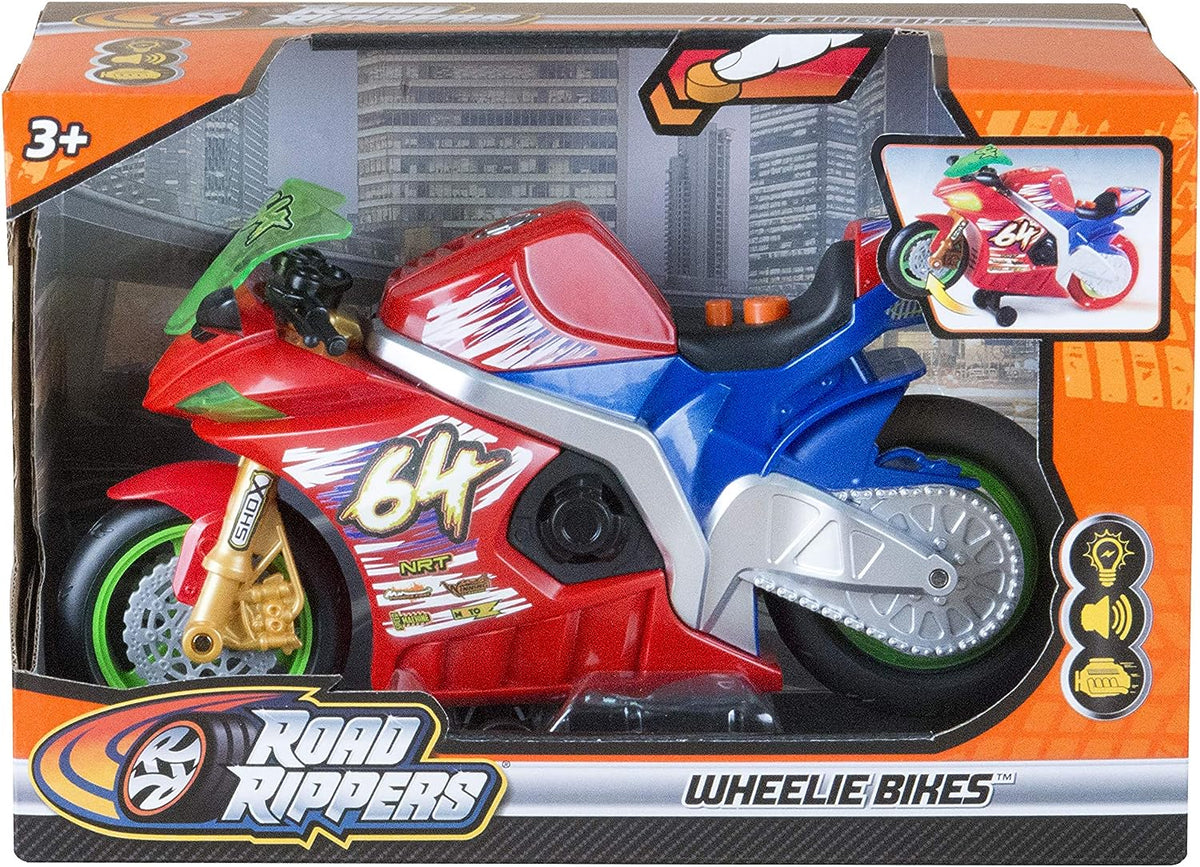 Road Rippers Wheelie Bikes, Moottoripyörä Äänillä ja Valoilla Puna/Sininen
