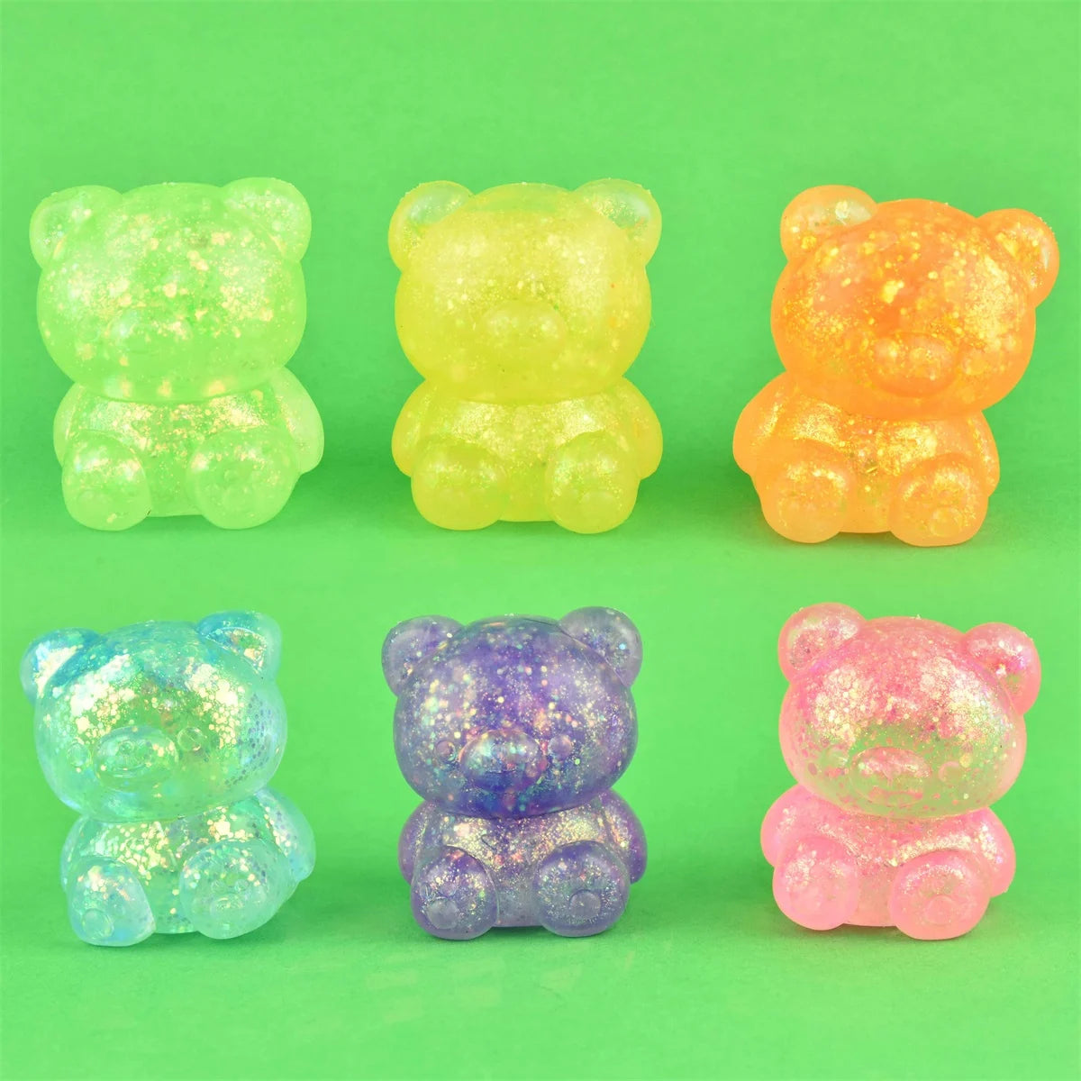 Squish-Bubble Bear Puristeltava Glitter Nalle 7cm