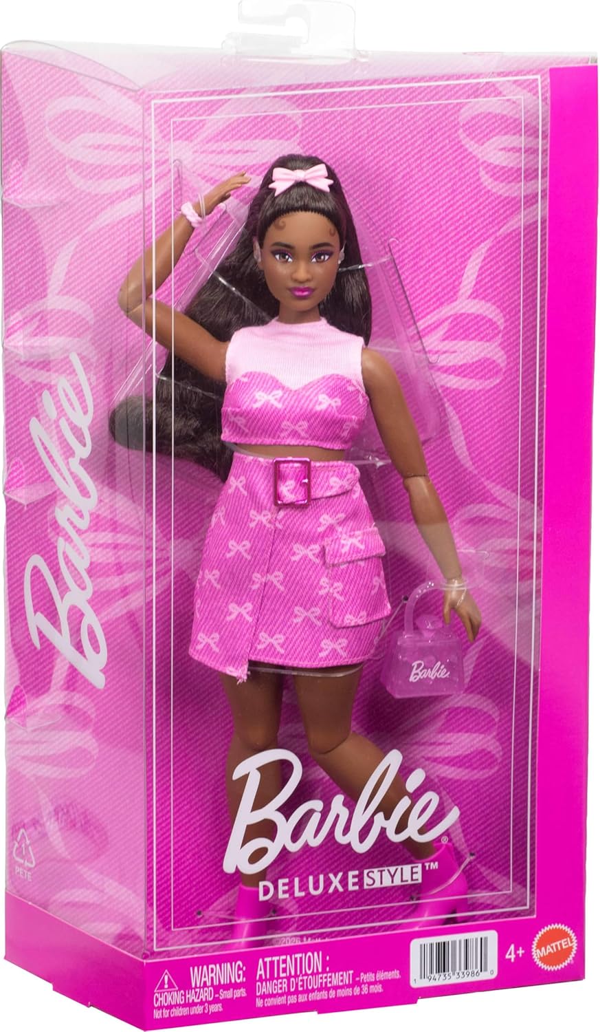 Barbie Deluxe Style Muotinukke #10 Pinkillä Farkkutopilla ja -Hameella