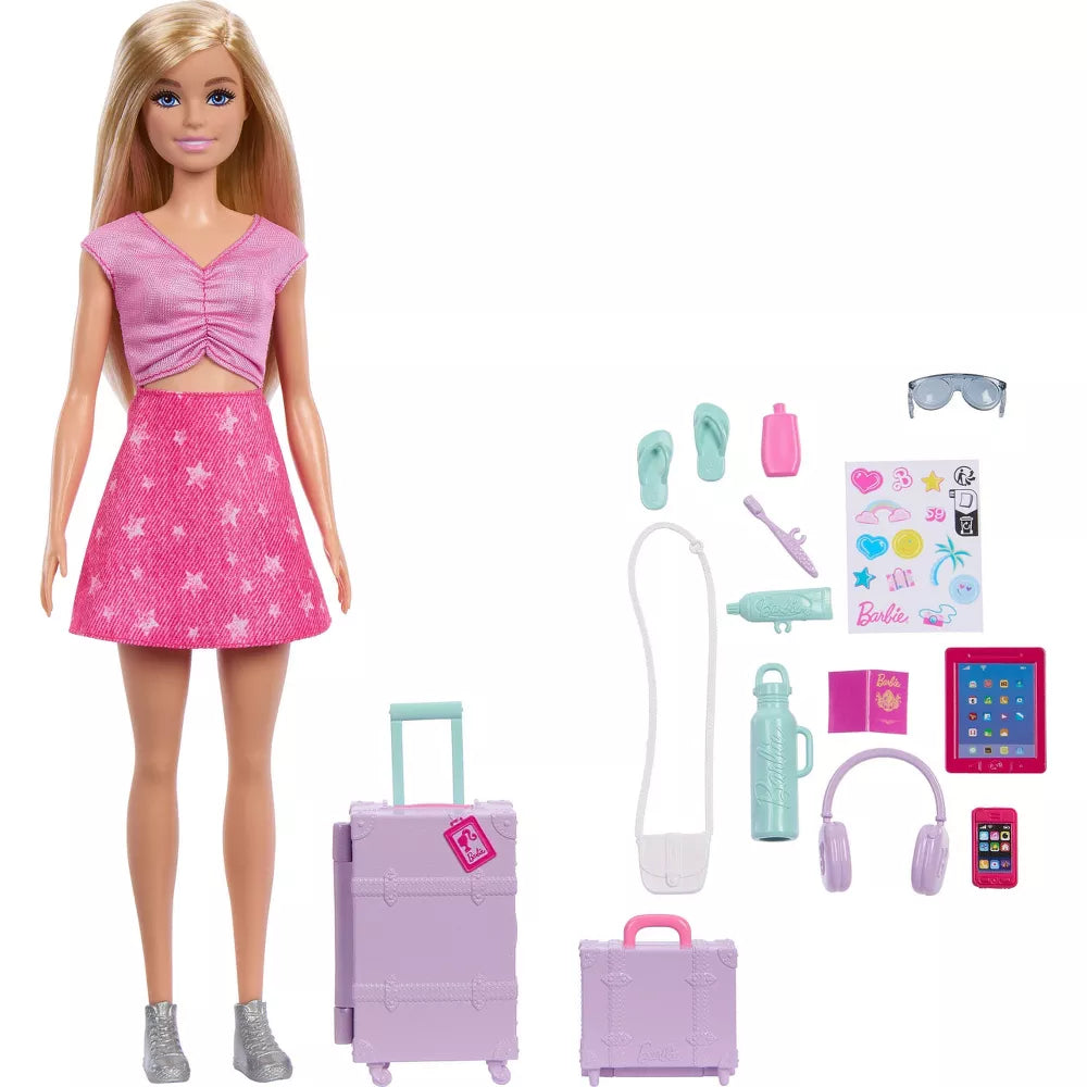 Barbie Family & Friends Adventure Malibu Nukke ja Matkustustarvikkeet