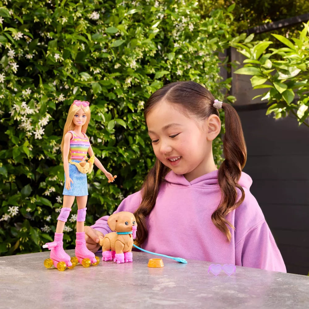 Barbie Rullaluistelija Nukke Ja Koira Leikkisetti