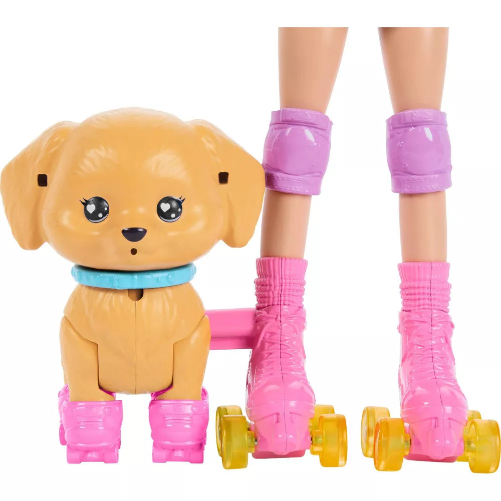 Barbie Rullaluistelija Nukke Ja Koira Leikkisetti
