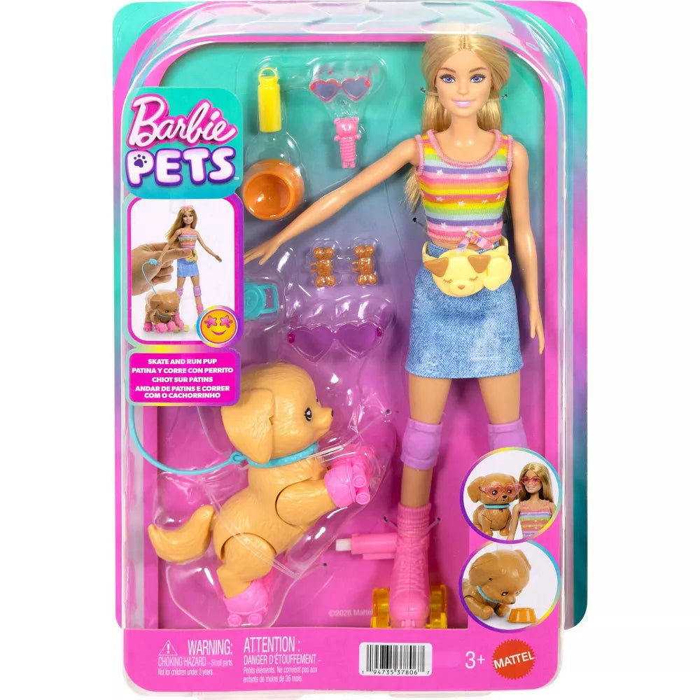 Barbie Rullaluistelija Nukke Ja Koira Leikkisetti