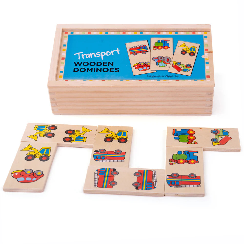 BigJigs Puinen Domino Kulkuneuvot