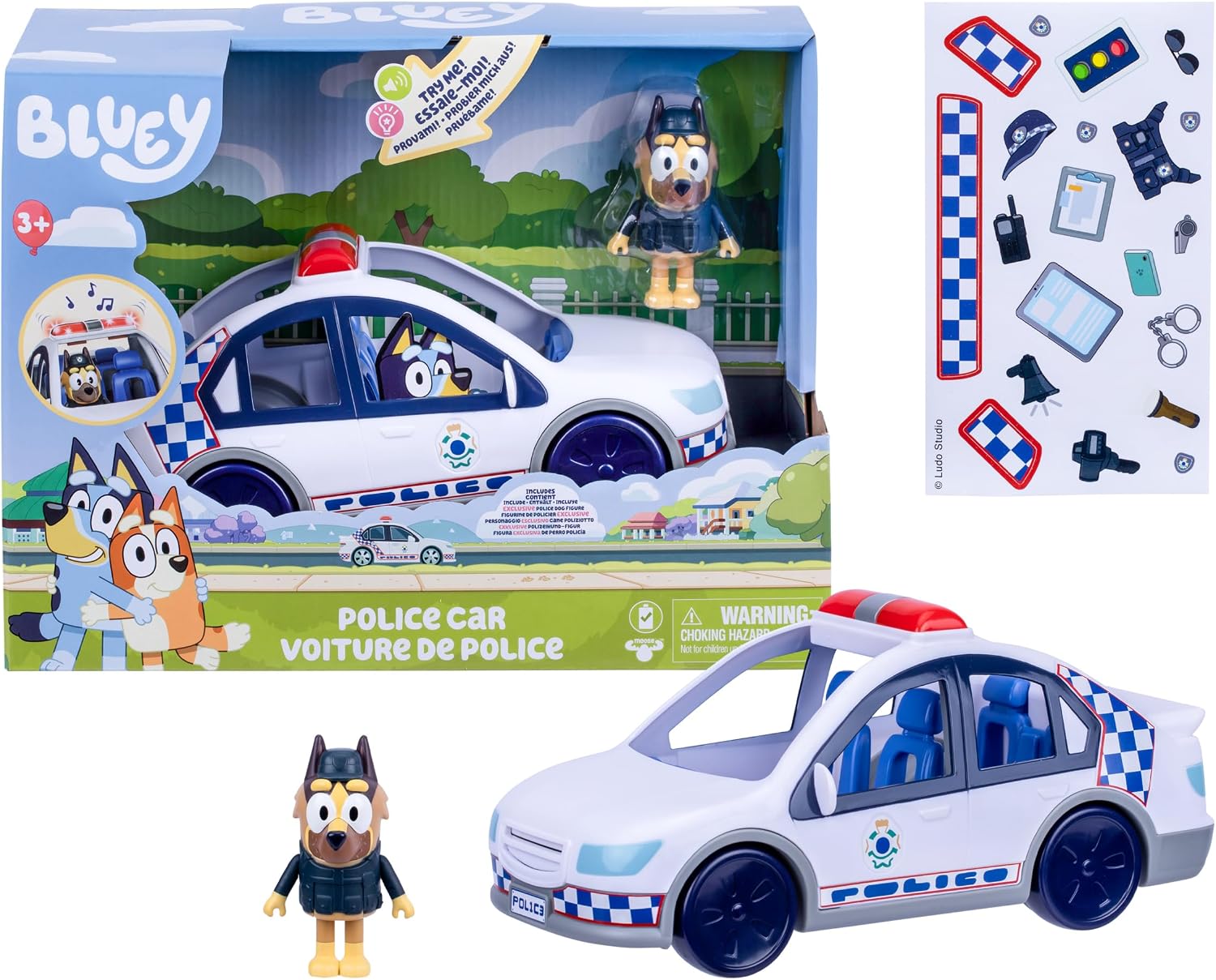 Bluey Poliisiauto Äänellä ja Valolla ja Hahmo