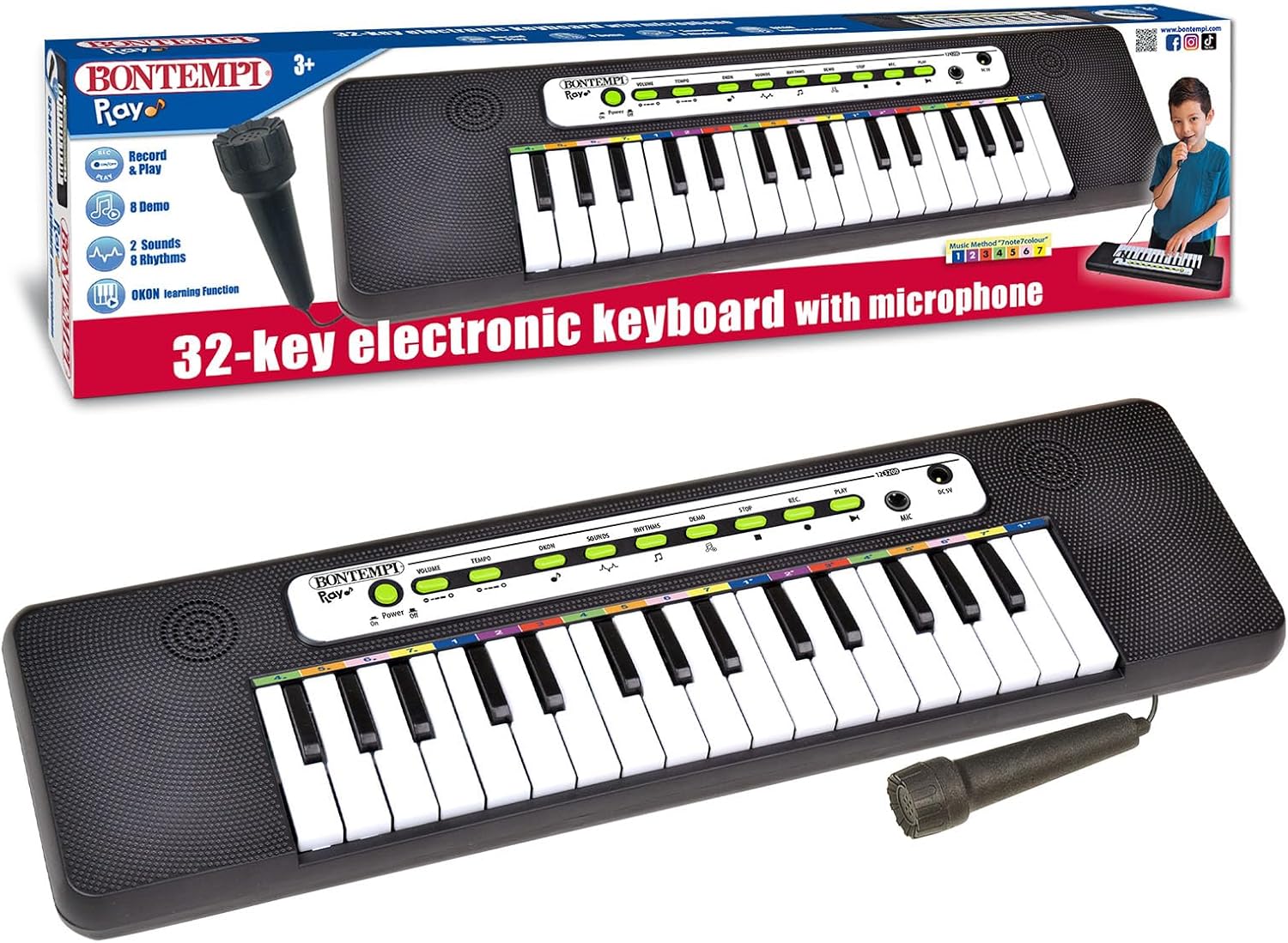 Bontempi Lasten Piano/Kosketinsoitin Mikrofonilla 32 Kosketinta