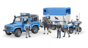 Bruder 02588 Land Rover Defender Poliisiauto, Hevostraileri ja Hevonen