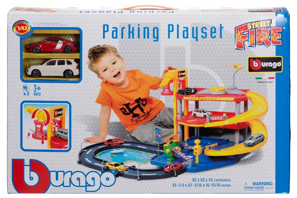 Burago Parkkitalo Leikkisetti ja 2 Autoa