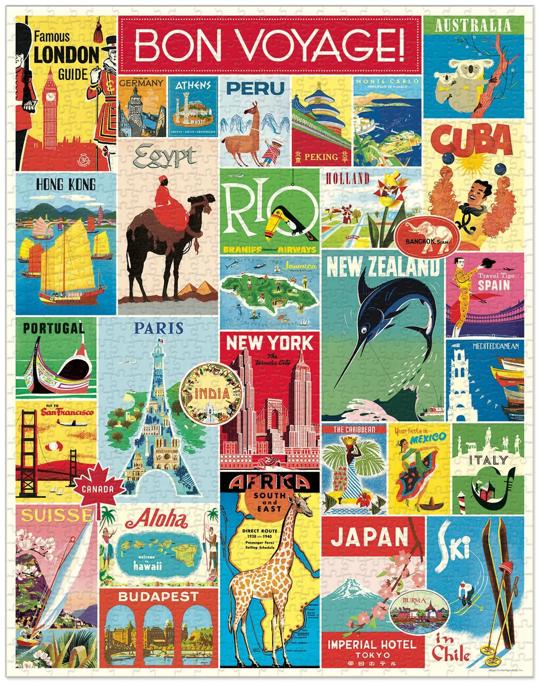 Cavallini & Co. Vintage Puzzle 1000 Palaa Travel