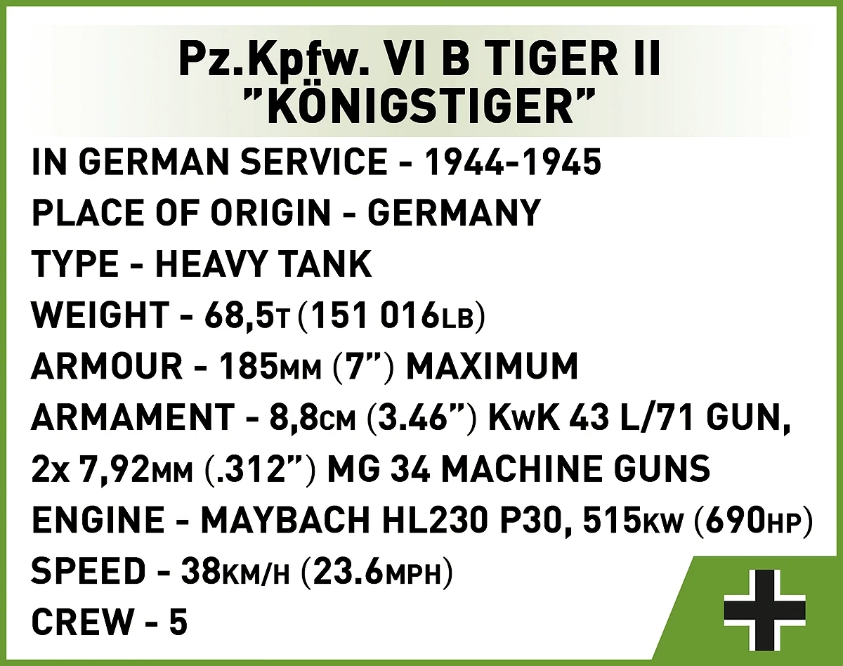 Cobi 2732 Pz.Kpfw. VI B Tiger II "Köningstiger" Koottava Panssarivaunu 500 Osaa