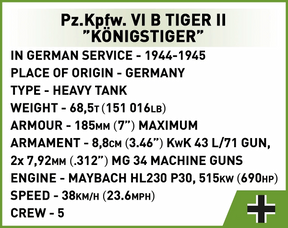 Cobi 2732 Pz.Kpfw. VI B Tiger II "Köningstiger" Koottava Panssarivaunu 500 Osaa