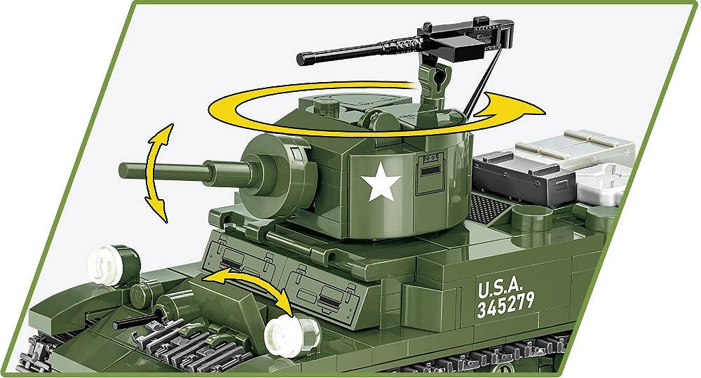 Cobi HC WWII M 3 Stuart  511 Osaa ja 2 Figuuria Koottava Panssarivaunu 