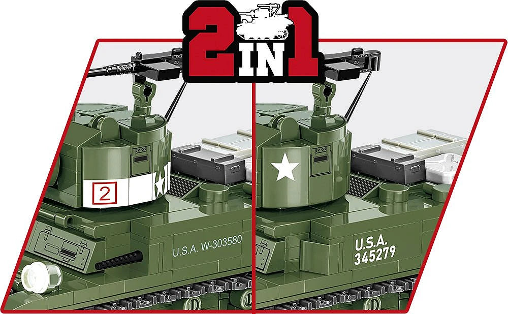 Cobi HC WWII M 3 Stuart  511 Osaa ja 2 Figuuria Koottava Panssarivaunu 