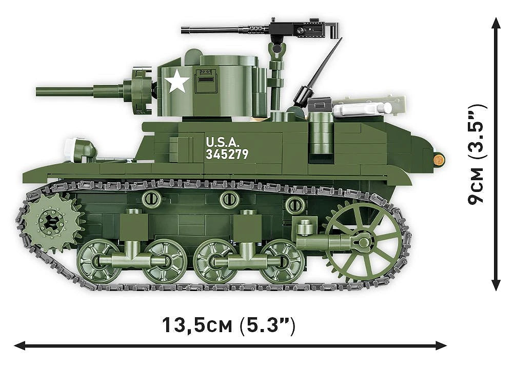 Cobi HC WWII M 3 Stuart  511 Osaa ja 2 Figuuria Koottava Panssarivaunu 