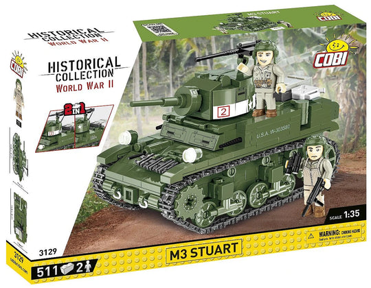 Cobi HC WWII M 3 Stuart  511 Osaa ja 2 Figuuria Koottava Panssarivaunu