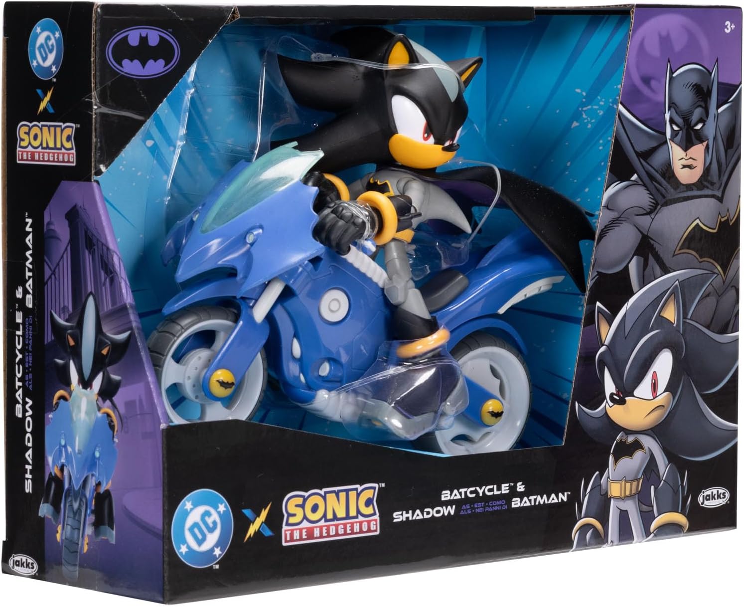 DC x Sonic the Hedgehog 12,7cm Batman Shadow ja Batcycle-Moottoripyörä