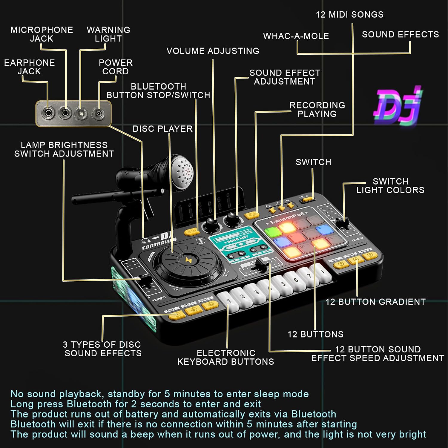 
DJ Bluetooth Mixer Lasten Miksauspöytä/DJ Pöytä
